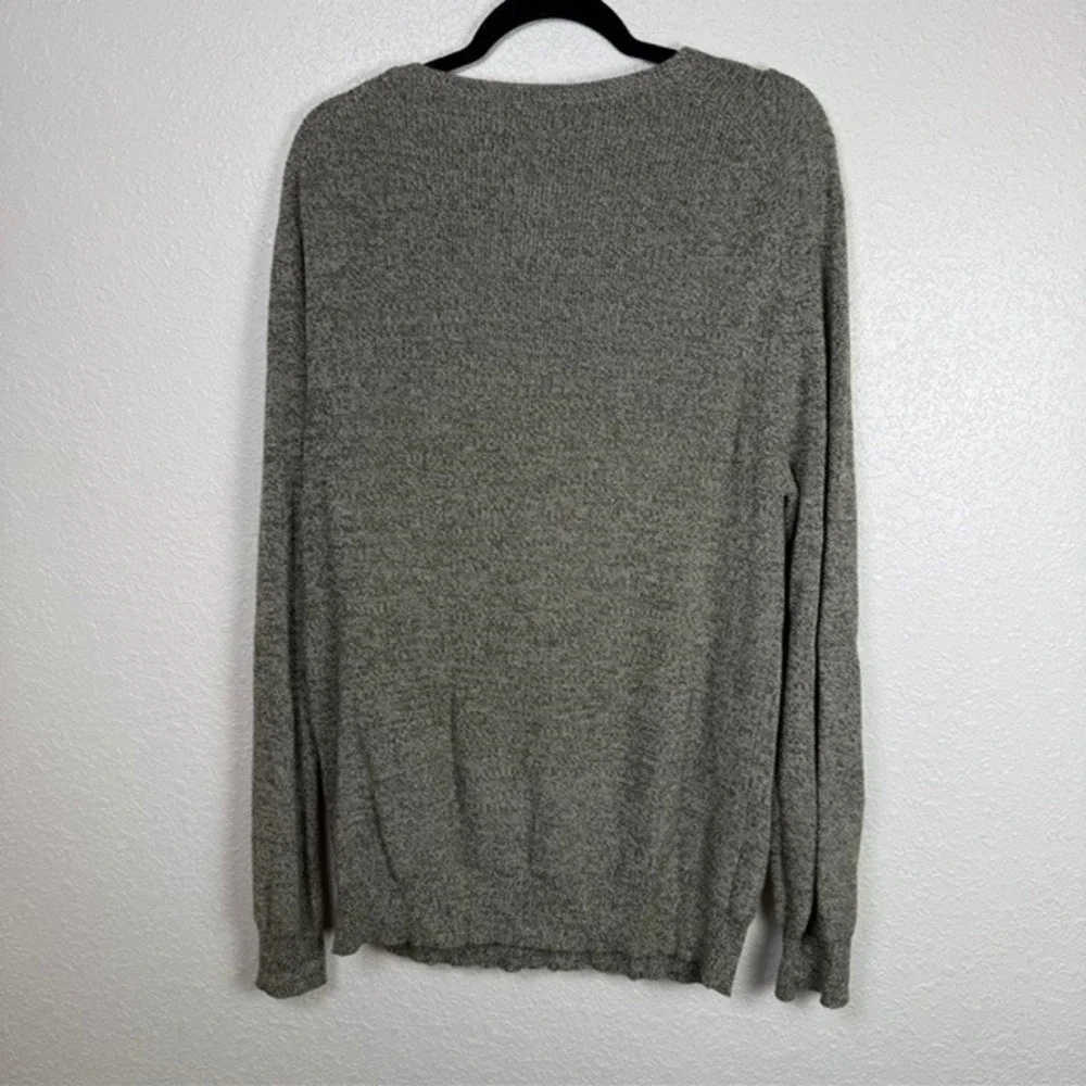 J.Crew Textured Cotton Crewneck Sweater Marled Knit Pullover Olive Cream XL